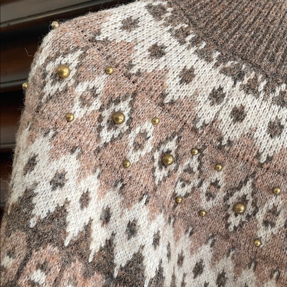 JOIE Cozy Fair Isle Sweater XL Warm Wool Blend - Picture 2 of 7